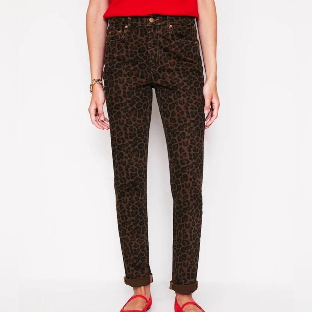boden brown leopard girlfriend jeans Women’s  34 regular mid rise new